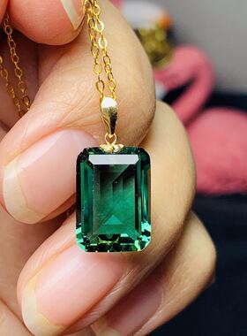 [中国地质大学]简约天然绿水晶吊坠 搭配镀18k金扣头项饰