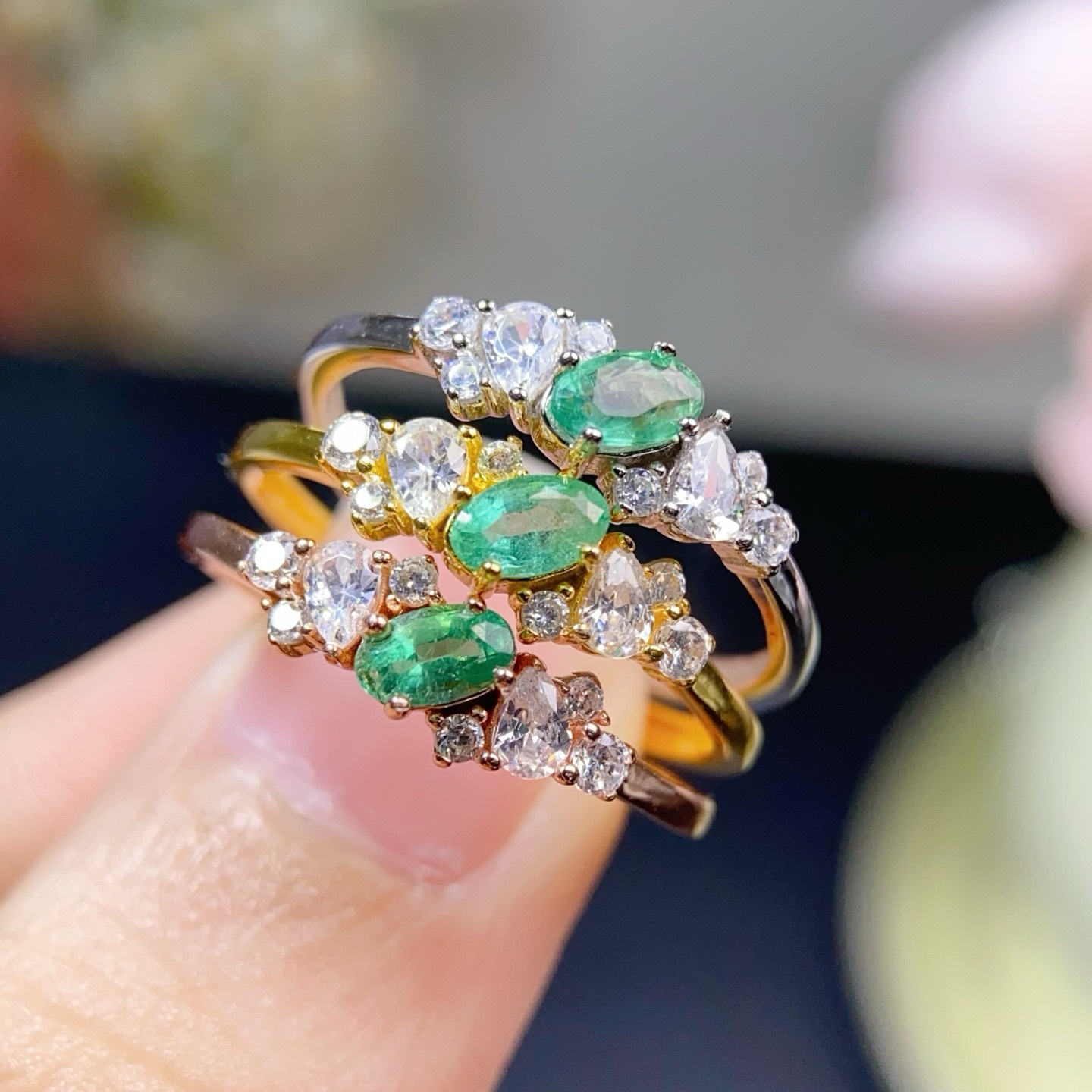 天然祖母绿纯银男戒女戒送女友送长辈送朋友生日礼物天然支持检测