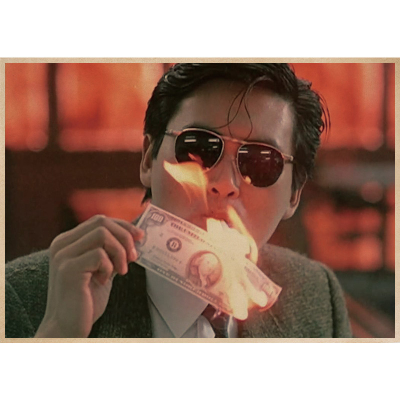 周润发 赌神牛皮纸海报背胶自粘客厅酒吧装饰卧室咖啡馆装饰画报