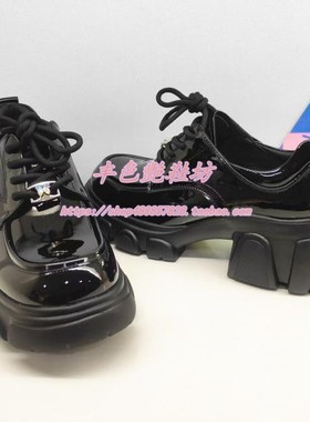 HS252506正品Harson/哈森25春新款厚底增高粗方跟牛皮乐福鞋女鞋