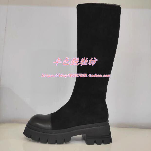 HA245808正品Harson/哈森弹力瘦瘦高筒靴厚底秋冬新粗跟女秋单靴