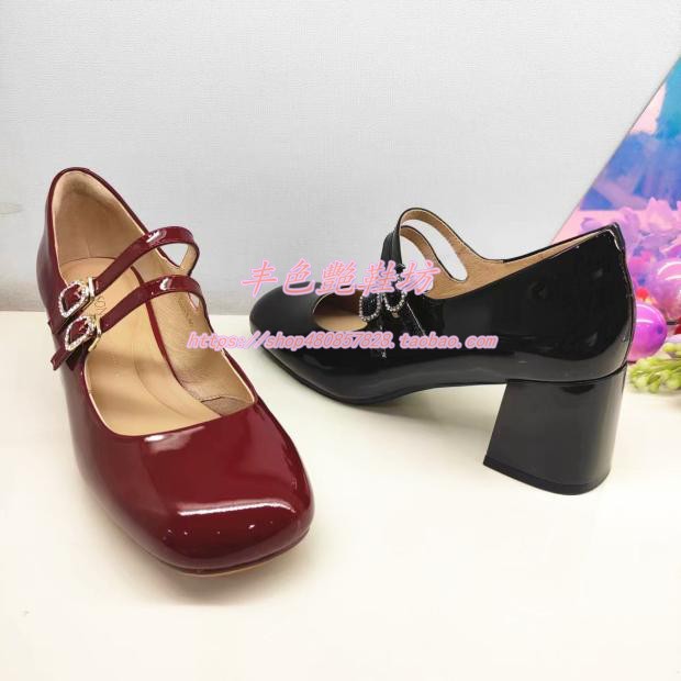秋季新款粗高跟玛丽珍漆皮女单鞋