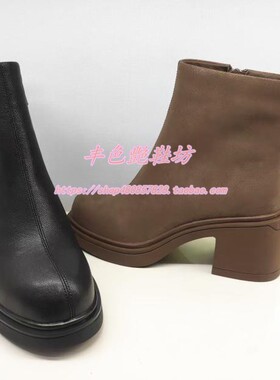 KA254101卡迪娜专柜正品2025新冬舒适粗高跟圆头简约时尚女短靴