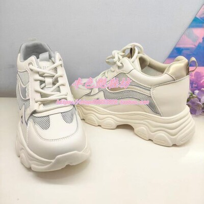 HCM252902正品Harson/哈森25春夏新超轻内增高透气网休闲老爹女鞋