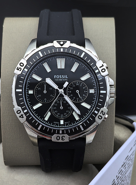 FOSSIL手表硅胶表带轻奢时尚三眼计时运动石英表防水男表FS5624