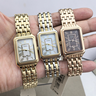 FOSSil手表不锈钢方形贝母表面间金时尚石英表日历防水女表ES5305