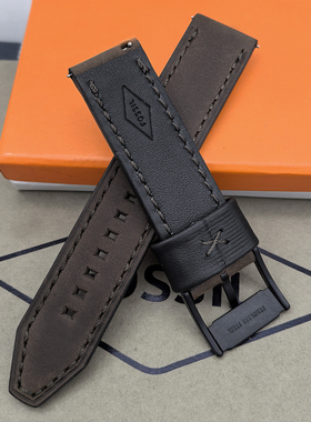 FOSSIL表带啡色真皮22MM厚款适合FS4656FS5586FS4682手表配件