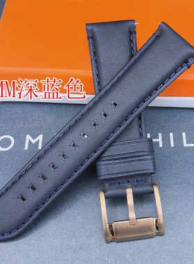 FOSSIL真皮表带蓝色玫瑰金扣22MM适合FS4835FS5237ME1162手表配