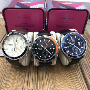 FOSSIL手表透气真皮表带计时日历商务休闲石英表防水男表CH2953