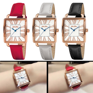 FOLLI 石英表防水女表 FOLLIE芙丽芙丽真皮表带玫瑰金休闲时尚