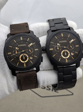 FOSSIL手表复古商务休闲三眼计时日历石英表防水FS4656FS4682男表