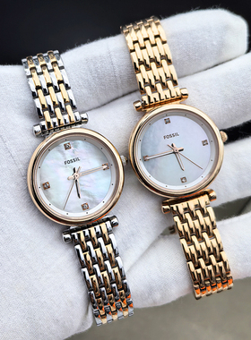 FOSSIL手表不锈钢玫瑰金时尚贝母面简约秀气石英机芯防水女表