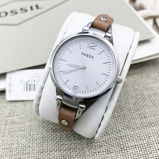 FOSSIL手表真皮表带护腕简约秀气休闲时尚石英机芯防水女表ES2830