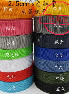 2.5cm捆绑带吊装书包带丙纶PP织带尼龙织带丝带手提带 扁带子薄款