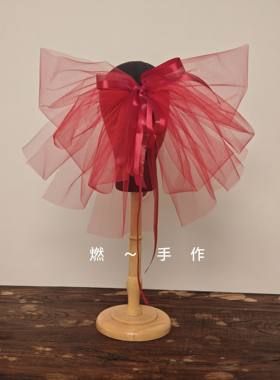 新娘饰品-红色大蝴蝶结造型敬酒服飘带头纱