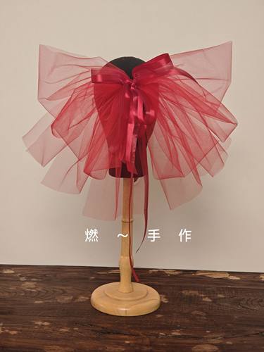 新娘饰品-红色大蝴蝶结造型敬酒服飘带头纱