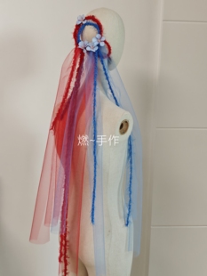新娘饰品-新中式盘发红蓝搭配造型小众头纱