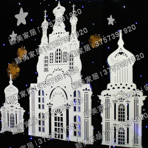 闪金新款婚庆道具镂空城堡欧式城堡PVC舞台背景公主城堡