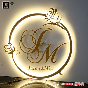 创意PVC水晶压克力婚庆道具圆形玫瑰名牌LOGO婚礼装饰用品摆挂件