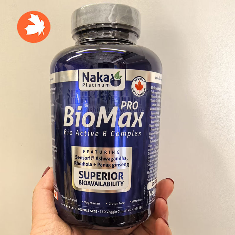 加拿大Naka Platinum PRO Bio Max B族维生素B100/150粒含人参