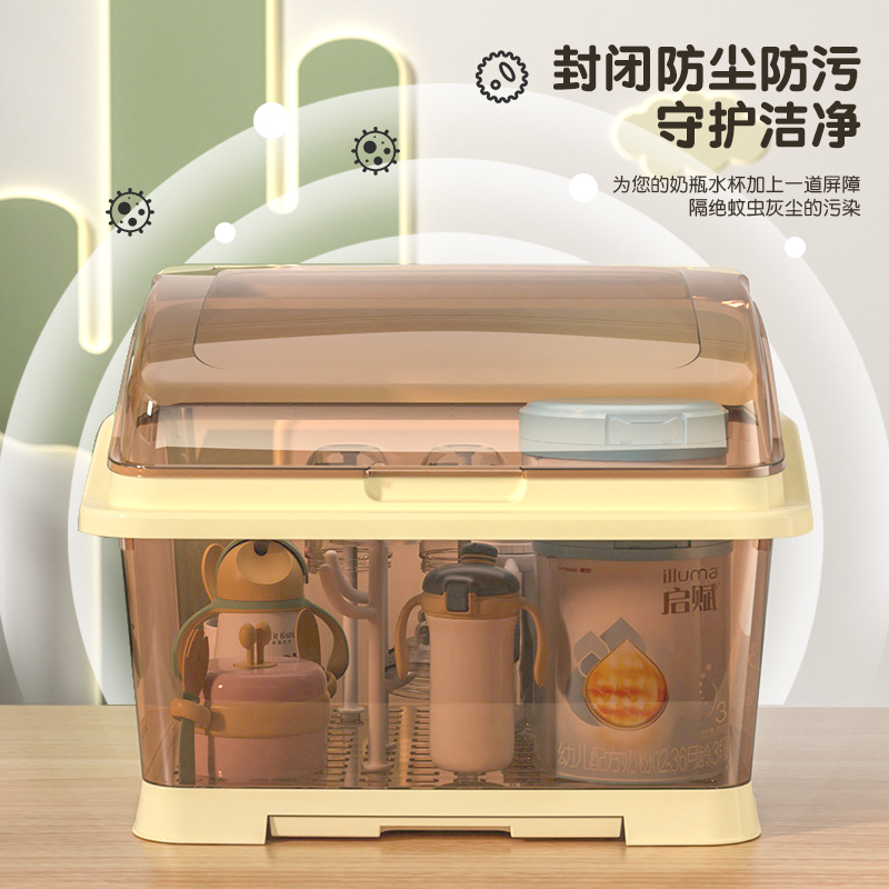 加厚碗筷收纳盒带盖沥水碗架放碟盘箱宝宝奶瓶餐具厨房家用碗柜子