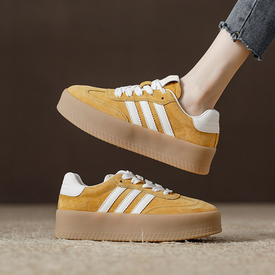 春季爆款牛筋软底复古德训板鞋女款2025新款厚底增高运动休闲女鞋