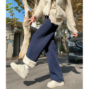 加厚东北棉裤女2025新款加长加绒裤子高个子糯米阔腿冬季直筒卫裤
