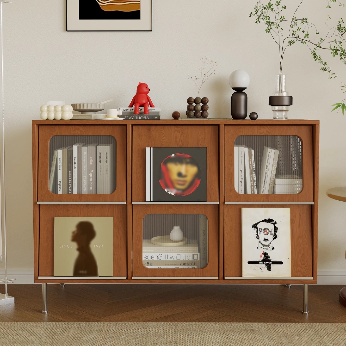 鹊松中古风书柜客厅展示柜小立柜