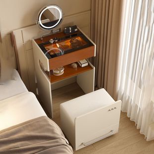 斗柜梳妆台卧室床头柜一体化妆桌2026新款中古奶油风小户型化妆台