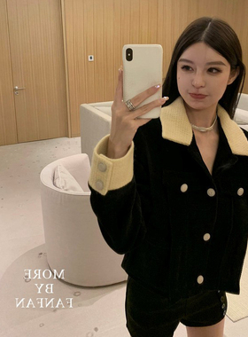 樊樊 秋季新款韩版撞色小香风外套女ins超火纯欲短款小众显瘦上衣