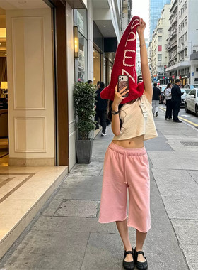 松弛暴击!!!力荐好穿抽绳卫衣料中裤 四色万搭chic不费力