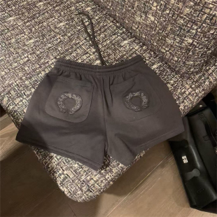 高腰显瘦显腿长热裤 十字架贴布圆通梵文刺绣短裤 休闲裤 新款 女夏季