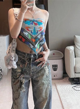 十字架图腾满印彩色多用途丝巾女百搭高级感小众纯欲头巾抹胸披肩