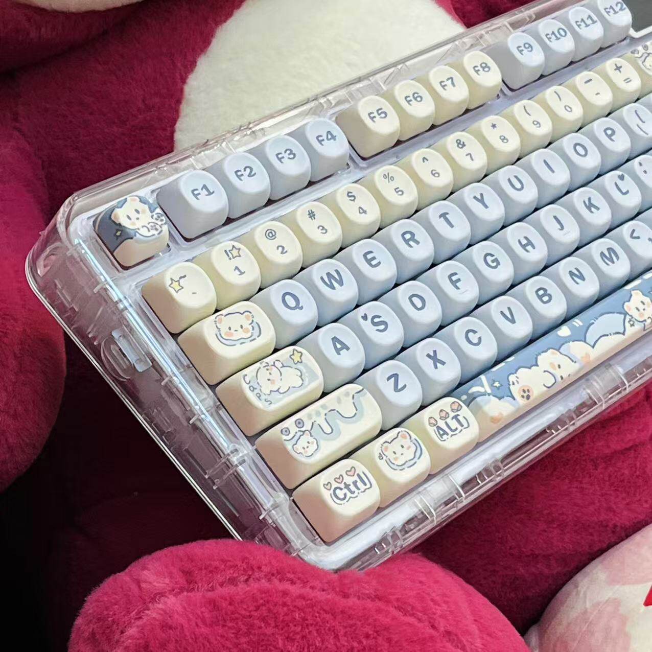 NJ98三模机械键盘冰晶黑透无线蓝牙2.4G静音办公游戏家用有线RGB