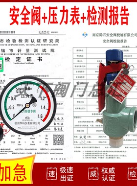 安全阀A27W-16TA28H-16储罐空压机锅炉压力表Y100Z代办检测报告