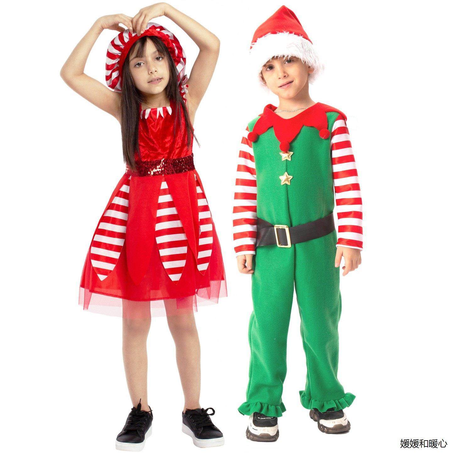 圣诞节服装 儿童演出服圣诞小精灵情侣款校园节日派对舞台表演服,模玩/动漫/周边/娃圈三坑/桌游,动漫T恤/鞋帽/服装,淘宝优惠券,粉丝福利购,淘宝优惠卷