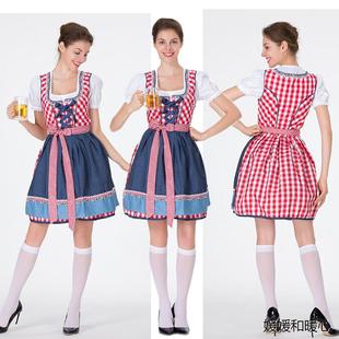 新款实拍万圣节啤酒女郎连衣裙演出服女佣装大码德国啤酒节服装