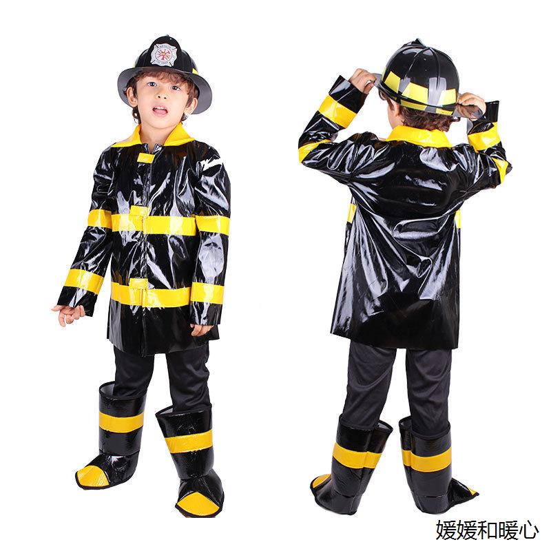 万圣节消防员服装扮儿童制服cosplay角色扮演舞台演出消防服短袖