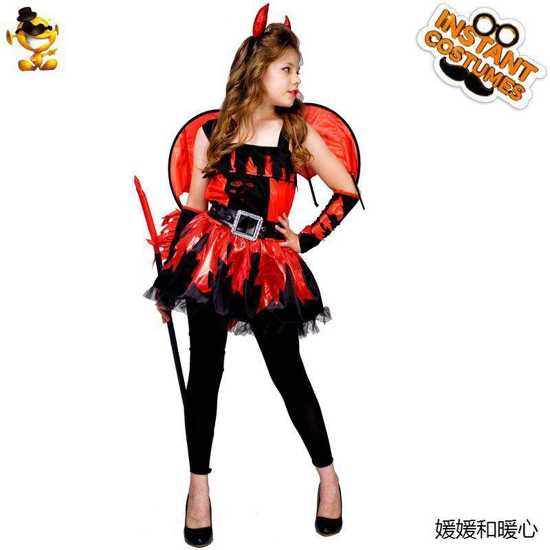 儿童万圣节女孩红恶魔死神派对服装 角色扮演演出服饰分销,模玩/动漫/周边/娃圈三坑/桌游,动漫T恤/鞋帽/服装,淘宝优惠券,粉丝福利购,淘宝优惠卷