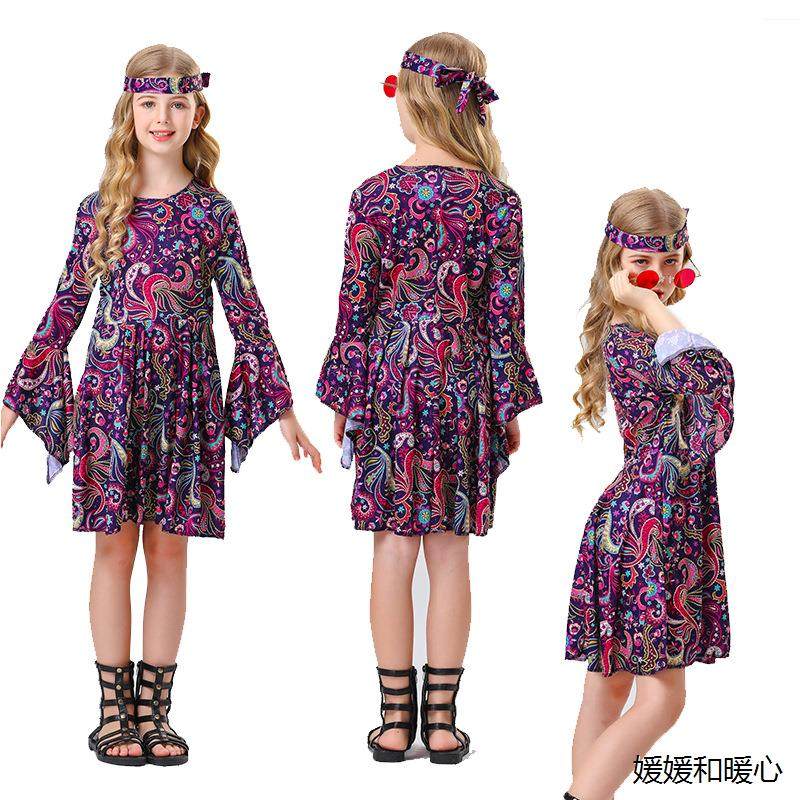 跨境嬉皮士复古女裙嘻哈风 舞台装表演服饰cosplay服派对衣服,童装/婴儿装/亲子装,儿童演出服,淘宝优惠券,粉丝福利购,淘宝优惠卷