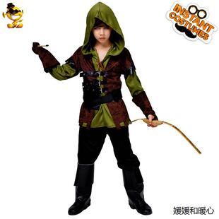儿童男款万圣节侠盗弓箭手服装 派对男童守猎者猎人服装狂欢服装