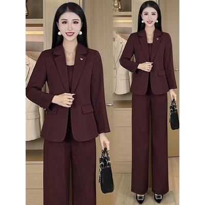 职业时尚气质西装套装女秋季新款洋气西服外套吊带阔腿裤三件套潮