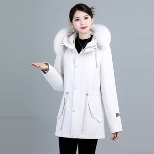 可拆卸鹅绒内胆羽绒服女新款狐狸毛领时尚中长款小个子加厚保暖