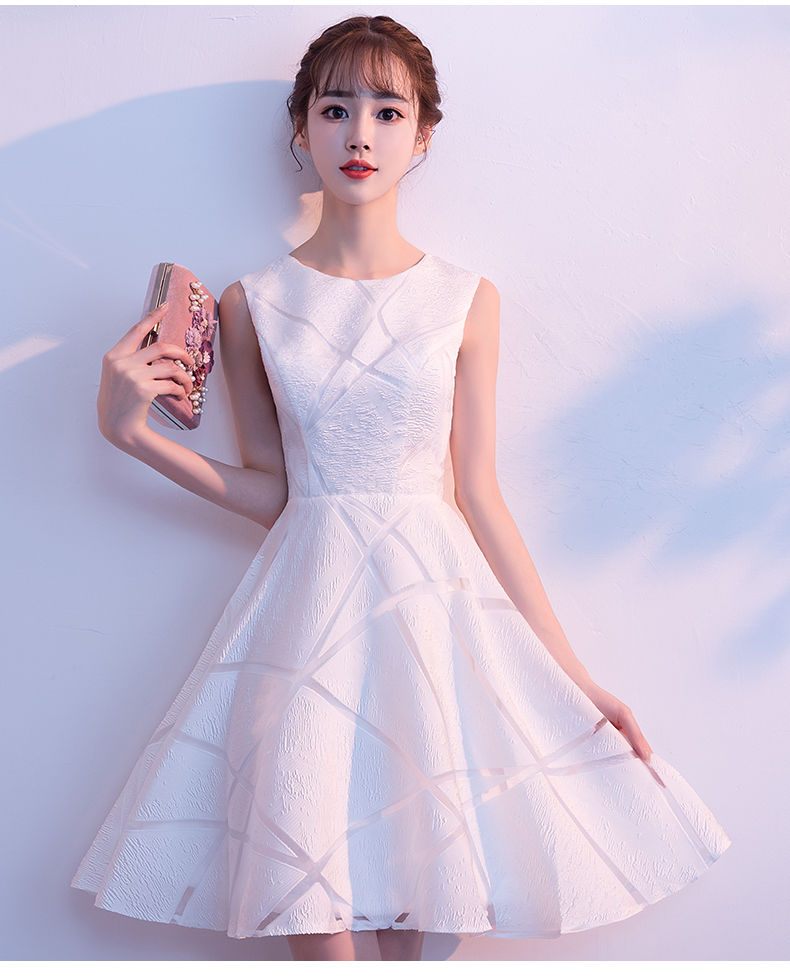 白色伴娘服2025新款高贵名媛短款学生少女洋装宴会礼服连衣裙春夏