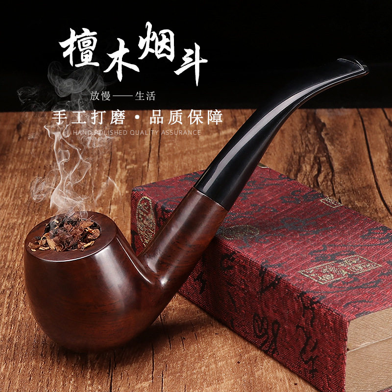 新款乌木黑檀丝斗批发实木烟斗弯打火机收纳盒/袋/柜