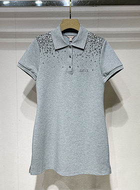 2025夏女装 R122001C闪耀钉珠POLO领设计感小众短袖连衣裙短裙