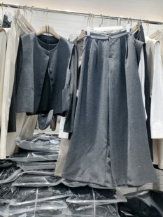 2026春欧韩时尚套装女长袖T恤西装马甲阔腿裤宽松百搭三件套裤潮