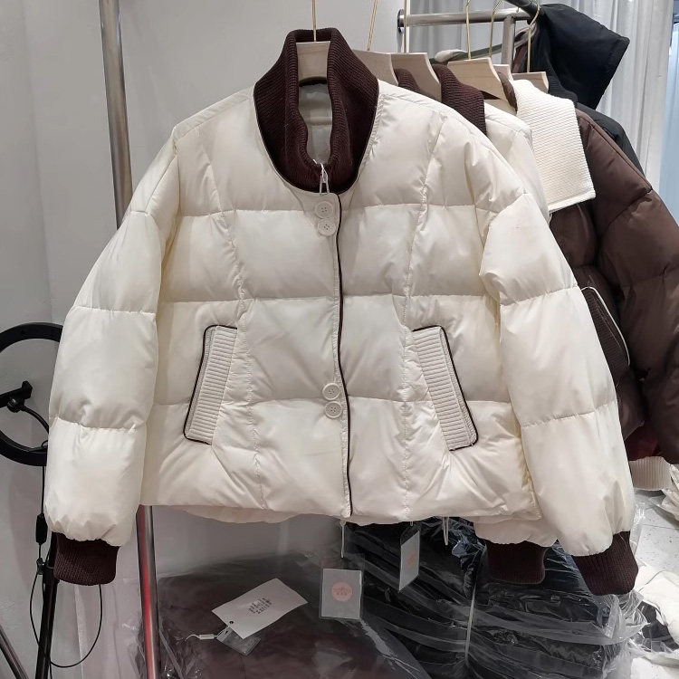 欧韩休闲白鸭绒羽绒服拼针织领宽松洋气斗篷款保暖羽绒短外套女装,女装/女士精品,羽绒服,淘宝优惠券,粉丝福利购,淘宝优惠卷