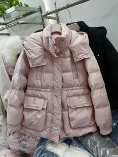 韩系抽绳收腰连帽羽绒服防寒服女冬季2024新款时尚显瘦保暖厚外套