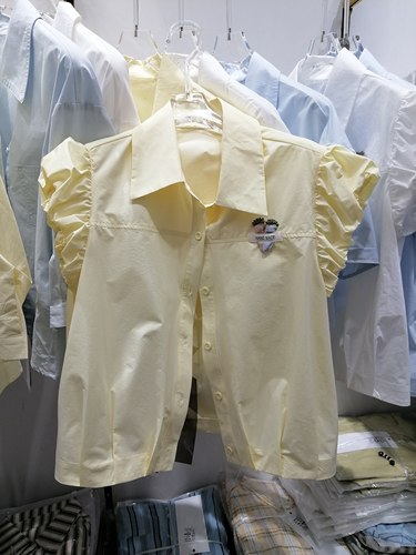 2026春韩系衬衫女花边短袖翻领胡萝卜清新减龄衬衣小个子上衣百搭